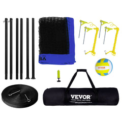 Outdoor Portable Volleyball Net System, Adjustable Height Steel Poles, Professional Volleyball Set with PVC Volleyball, Pump, Carrying Bag, Heavy Duty Volleyball Net for Backyard, Beach, Lawn