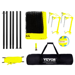 Outdoor Portable Volleyball Net System, Adjustable Height Steel Poles, Professional Volleyball Set with PVC Volleyball, Pump, Carrying Bag, Heavy Duty Volleyball Net for Backyard, Beach, Lawn