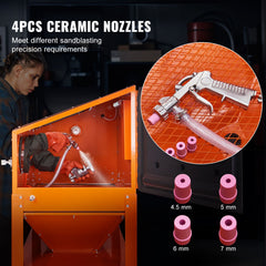 60 Gallon Sand Blasting Cabinet with Stand with Blasting Gun & 4 Nozzles