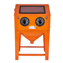 90 Gallon Sandblasting Cabinet with 1.8 Gallon Dust Collection System, 40-120PSI Sand Blasting Cabinet with Stand, Heavy Duty Sand Blaster with Blasting Gun & 4 Nozzles for Paint, Rust Removal
