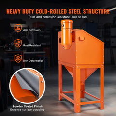 90 Gallon Sandblasting Cabinet with 1.8 Gallon Dust Collection System, 40-120PSI Sand Blasting Cabinet with Stand, Heavy Duty Sand Blaster with Blasting Gun & 4 Nozzles for Paint, Rust Removal