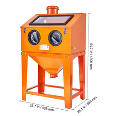 90 Gallon Sandblasting Cabinet with 1.8 Gallon Dust Collection System, 40-120PSI Sand Blasting Cabinet with Stand, Heavy Duty Sand Blaster with Blasting Gun & 4 Nozzles for Paint, Rust Removal