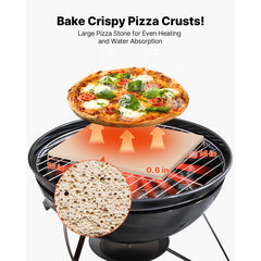 Pizza Stone, 406 x 355 mm Rectangular Cordierite Pizza Stone, Extra Large Baking-Stone with Scraper, 15 mm Thick Heat-Resistant Cordierite, for Kitchen Oven, Baking Bread & Pizzas, BBQ Grilling