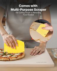 Pizza Stone, 406 x 355 mm Rectangular Cordierite Pizza Stone, Extra Large Baking-Stone with Scraper, 15 mm Thick Heat-Resistant Cordierite, for Kitchen Oven, Baking Bread & Pizzas, BBQ Grilling