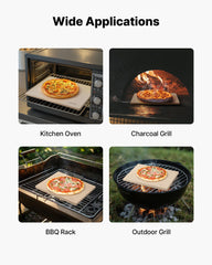 Pizza Stone, 406 x 355 mm Rectangular Cordierite Pizza Stone, Extra Large Baking-Stone with Scraper, 15 mm Thick Heat-Resistant Cordierite, for Kitchen Oven, Baking Bread & Pizzas, BBQ Grilling