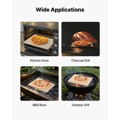 Pizza Stone, 406 x 355 mm Rectangular Cordierite Pizza Stone, Extra Large Baking-Stone with Scraper, 15 mm Thick Heat-Resistant Cordierite, for Kitchen Oven, Baking Bread & Pizzas, BBQ Grilling
