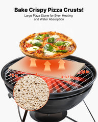 Pizza Stone, 508 x 355 mm Rectangular Cordierite Pizza Stone, Extra Large Baking-Stone with PP Scraper, 17 mm Thick Heat-Resistant Cordierite, for Oven, Baking Bread & Pizzas, BBQ Grilling