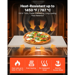 Pizza Stone, 508 x 355 mm Rectangular Cordierite Pizza Stone, Extra Large Baking-Stone with Aluminum Peel, 15 mm Thick Heat-Resistant Cordierite, for Oven, Baking Bread & Pizzas, BBQ Grilling