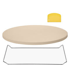 Pizza Stone, 406 mm Round Cordierite Pizza Stone, Extra Large Baking-Stone with a Durable Stand, 17 mm Thickness Heat-Resistant Cooking Cordierite, for Kitchen Oven, Baking Pizzas, BBQ Grilling