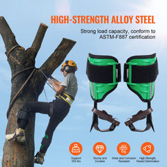 Tree Climbing Spikes, 1 Pair Alloy Steel Climbing Spurs, 350lbs Load Capacity Tree Climbing Gear with Straps and Spike Protectors, Arborist Equipment for Climbers, Hunting, Fruit Picking, Green