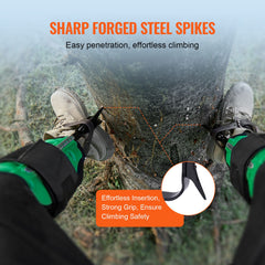 Tree Climbing Spikes, 1 Pair Alloy Steel Climbing Spurs, 350lbs Load Capacity Tree Climbing Gear with Straps and Spike Protectors, Arborist Equipment for Climbers, Hunting, Fruit Picking, Green