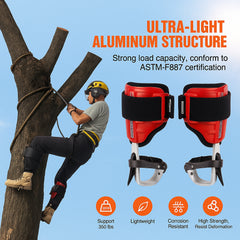 Tree Climbing Spikes, 1 Pair Aluminum Climbing Spurs, 350lbs Load Capacity Tree Climbing Gear with Straps and Spike Protectors, Arborist Equipment for Climbers, Hunting, Fruit Picking, Red