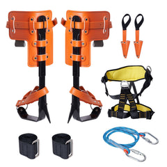 Tree Climbing Spikes Set, 1 Pair Alloy Steel Climbing Spurs with Safety Rope and Safety Harness, 350lbs Load Capacity Tree Climbing Gear, Arborist Equipment for Climbers, Fruit Picking, Orange