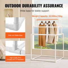 Towel Rack 8-Bar Outdoor PVC Towel Holder for Poolside Spa Bathroom White