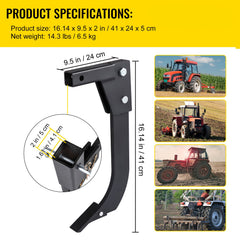 Hitch Mounted Ripper, 40.6cm Shank Length Box Scraper Shank, 4 Hole Site Box Blade for Tractor, 2 Locating Pins Ripper Shank, 2 Plough Tips Box Blade Shank Teeth