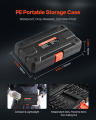 Extra Long Allen Hex Bit Socket Set, 18-Piece 3/8 inch Drive, S2 Alloy Steel and Cr-V Steel, Standard SAE and Metric 1/8-Inch-3/8-Inch, 3-12mm, with Enhanced Storage Case, for Mechanics