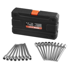 Extra Long Allen Hex Bit Socket Set, 18-Piece 3/8 inch Drive, S2 Alloy Steel and Cr-V Steel, Standard SAE and Metric 1/8-Inch-3/8-Inch, 3-12mm, with Enhanced Storage Case, for Mechanics