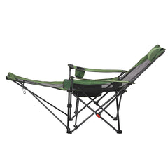 Reclining Camping Chair, 4 Adjustable Positions, Portable Folding Lounger for Adults, Mesh Beach Chair with Headrest & Foot Rest, Supports 220 lbs, Heavy Duty Camp Chairs for Patio, Green