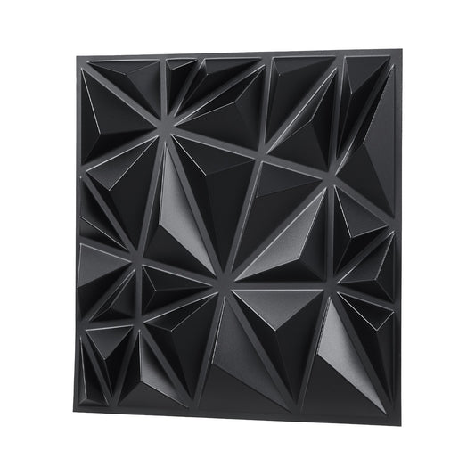 3D Wall Panels, 33-Pack 30 x 30 cm PVC Modern Art Minimalist Diamond Tiles, 2.97 m² Coverage Accent Wall Panel, Interior Home Decor for Ceiling, Bedroom, Living Room, Gaming Room, Matte Black