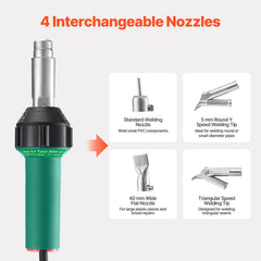 Hot Air Plastic Welder 1600W PVC TPO Vinyl Heat Gun Torch & 9 Accessories