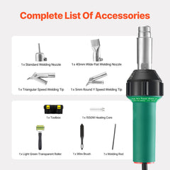 Hot Air Plastic Welder 1600W PVC TPO Vinyl Heat Gun Torch & 9 Accessories