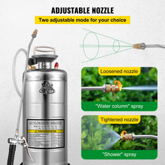 3.5Gal Stainless Steel Sprayer,l Set with 20" Wand& Handle& 3FT Reinforced Hose, Hand Pump Sprayer with Pressure Gauge&Safety Valve, Adjustable Nozzle Suitable for Gardening& Sanitizing