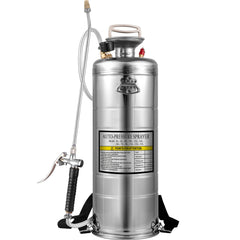 3.5Gal Stainless Steel Sprayer,l Set with 20" Wand& Handle& 3FT Reinforced Hose, Hand Pump Sprayer with Pressure Gauge&Safety Valve, Adjustable Nozzle Suitable for Gardening& Sanitizing