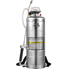 3.5Gal Stainless Steel Sprayer,l Set with 20" Wand& Handle& 3FT Reinforced Hose, Hand Pump Sprayer with Pressure Gauge&Safety Valve, Adjustable Nozzle Suitable for Gardening& Sanitizing