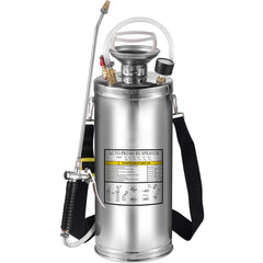 2Gal Stainless Steel Sprayer, Set with 20\" Wand& Handle& 3FT Reinforced Hose, Hand Pump Sprayer with Pressure Gauge&Safety Valve, Adjustable Nozzle Suitable for Gardening and Sanitizing