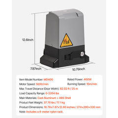 400W Electric Sliding Gate Opener 1000kg Chain Drive Infrared Sensor