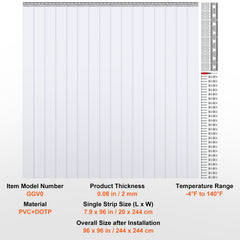 Strip Curtain PVC Door Curtain 244 x 244 cm Cooler Freezer Clear Plastic