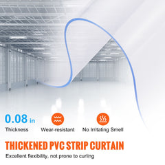 Strip Curtain, 213.4 cm Height x 122 cm Width, 2 mm Thickness, 8PCS Clear PVC Strip Door Curtain, Freezer Curtain, Plastic Door Strips for Walk in Freezers, Cooler, Warehouse, with 50% Overlap
