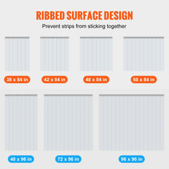 Strip Curtain, 213.4 cm Height x 122 cm Width, 2 mm Thickness, 8PCS Clear PVC Strip Door Curtain, Freezer Curtain, Plastic Door Strips for Walk in Freezers, Cooler, Warehouse, with 50% Overlap