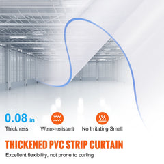 Strip Curtain, 213.4 cm Height x 122 cm Width, 2 mm Thickness, 8PCS Clear PVC Strip Door Curtain, Freezer Curtain, Plastic Door Strips for Walk in Freezers, Cooler, Warehouse, with 50% Overlap