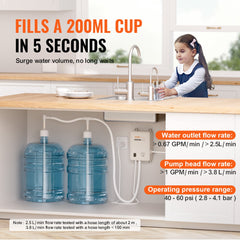 Bottled Water Dispenser Pump System, 2x5 Gallon Dispensing System, Automatic Electric Water Dispenser, Double-Pipe Water Jug Pump, Compatible Use with Coffee/Tea Machine, Refrigerator, Ice Maker