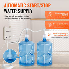 Bottled Water Dispenser Pump System, 2x5 Gallon Dispensing System, Automatic Electric Water Dispenser, Double-Pipe Water Jug Pump, Compatible Use with Coffee/Tea Machine, Refrigerator, Ice Maker