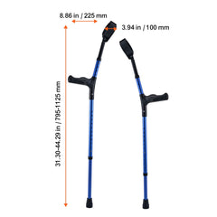 Forearm Crutches for Adults, 11-Level Height Adjustable Walking Crutches with 4-Level Upper Cuff, Lightweight Aluminum Medical Support Crutches for Leg Injury Surgery Disabled, 1 Pair (350LBS)