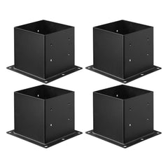 4x4 Post Base 4 Pcs, Inner Size 3.6x3.6 inch / 92x92 mm Post Brackets, Heavy Duty Carbon Steel Decking Posts, Wood Posts Brackets for Pavilion Deck Railing Support Deck Base Plate, Black