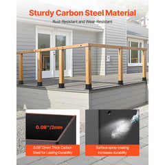 4x4 Post Base 4 Pcs, Inner Size 3.6x3.6 inch / 92x92 mm Post Brackets, Heavy Duty Carbon Steel Decking Posts, Wood Posts Brackets for Pavilion Deck Railing Support Deck Base Plate, Black