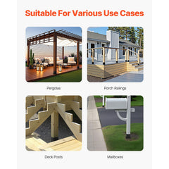 4x4 Post Base 4 Pcs, Inner Size 3.6x3.6 inch / 92x92 mm Post Brackets, Heavy Duty Carbon Steel Decking Posts, Wood Posts Brackets for Pavilion Deck Railing Support Deck Base Plate, Black