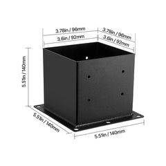 4x4 Post Base 4 Pcs, Inner Size 3.6x3.6 inch / 92x92 mm Post Brackets, Heavy Duty Carbon Steel Decking Posts, Wood Posts Brackets for Pavilion Deck Railing Support Deck Base Plate, Black
