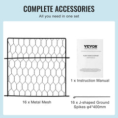 4 Pack Plant Protector from Animals, 13.4'' x 13.4'' Chicken Wire Plant Protector, Plant Cages for Outdoor Plants, Flowers & Vegetables, Keeps Bunny Chicken Squirrels Out, 16pcs Metal Mesh