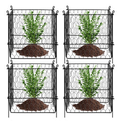 4 Pack Plant Protector from Animals, 13.4'' x 13.4'' Chicken Wire Plant Protector, Plant Cages for Outdoor Plants, Flowers & Vegetables, Keeps Bunny Chicken Squirrels Out, 16pcs Metal Mesh