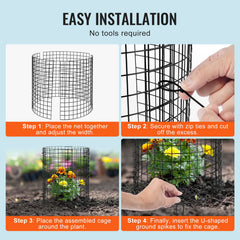6 Pack Plant Protector from Animals, 320mm Dia. x 355mm H Chicken Wire Plant Protector, Plant Cages for Outdoor Plants, Flowers & Vegetables, Keeps Bunny Chicken Squirrels Out, 18pcs Metal Mesh