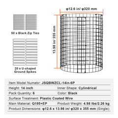 6 Pack Plant Protector from Animals, 320mm Dia. x 355mm H Chicken Wire Plant Protector, Plant Cages for Outdoor Plants, Flowers & Vegetables, Keeps Bunny Chicken Squirrels Out, 18pcs Metal Mesh