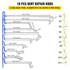 Rods Dent Puller Stainless Steel Paintless Repair Kits Hail Removal 20PCS
