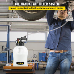 Transmission Fluid Pump 2 Way ATF Refill System Dispenser, Oil and Liquid Extractor 10 Liter Large Capacity, Automatic Transmission Fluid Pump Tool Set with 14 Pieces ATF Filler Adapters