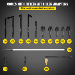 Transmission Fluid Pump 2 Way ATF Refill System Dispenser, Oil and Liquid Extractor 10 Liter Large Capacity, Automatic Transmission Fluid Pump Tool Set with 14 Pieces ATF Filler Adapters
