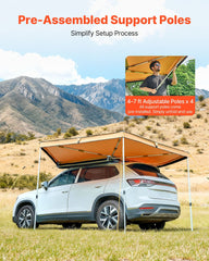 270 Degree Awning, 4.9 ㎡ Driver Side Vehicle Awning, Waterproof UV50+ Car Side Awnings with Carry Bag, All-Weather Free-Standing Overland Awnings Car Shelter for SUV Van Truck Camping