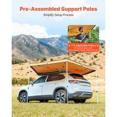 270 Degree Awning, 4.9 ㎡ Driver Side Vehicle Awning, Waterproof UV50+ Car Side Awnings with Carry Bag, All-Weather Free-Standing Overland Awnings Car Shelter for SUV Van Truck Camping